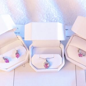 Pink Sapphire Heart Set